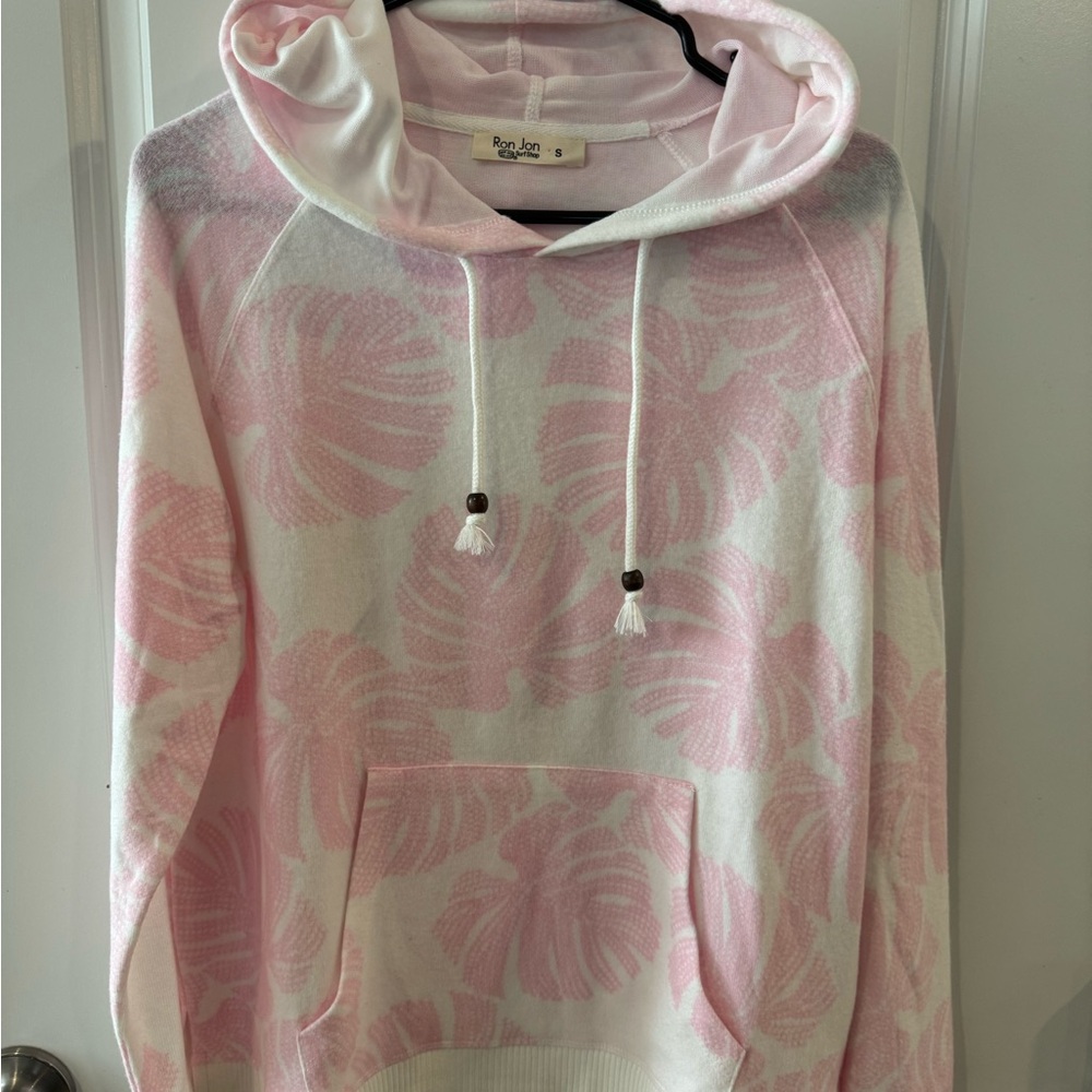Ron Jon Pink and White Women's Hoodie Sweater